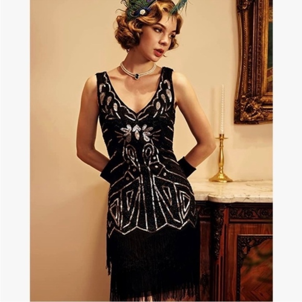 Babeyond Sequin Fringe Dress Size Large